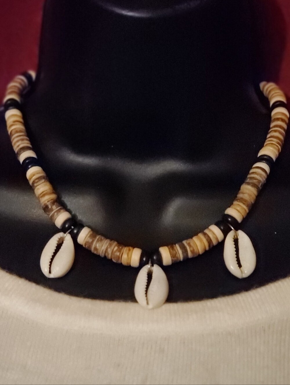 Natural Cowrie Shell Choker Necklace in Brown and White